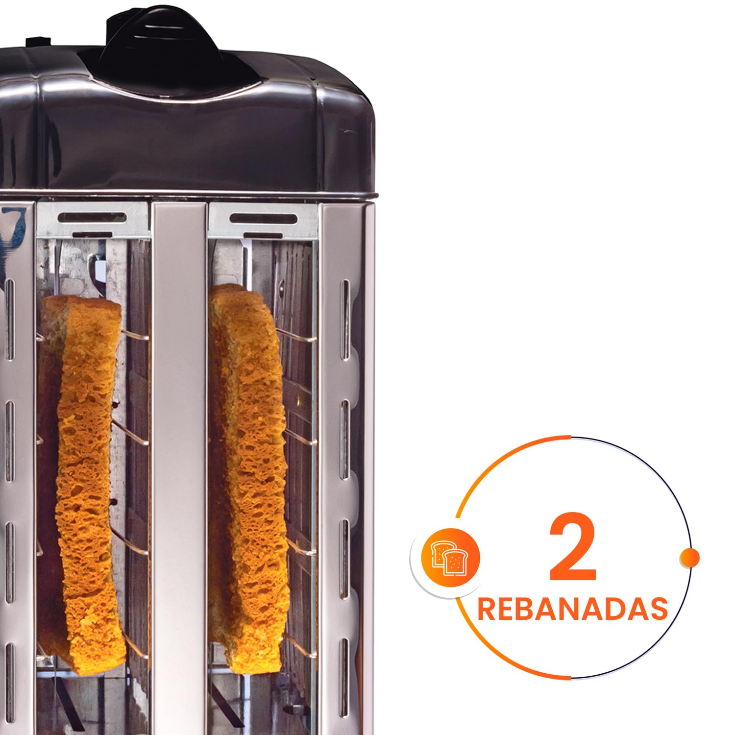 Tostador de pan 2 Rebanadas 6 niveles de tostado extremos de tacto frío Acero Inoxidable Tostadora Timco TOST288