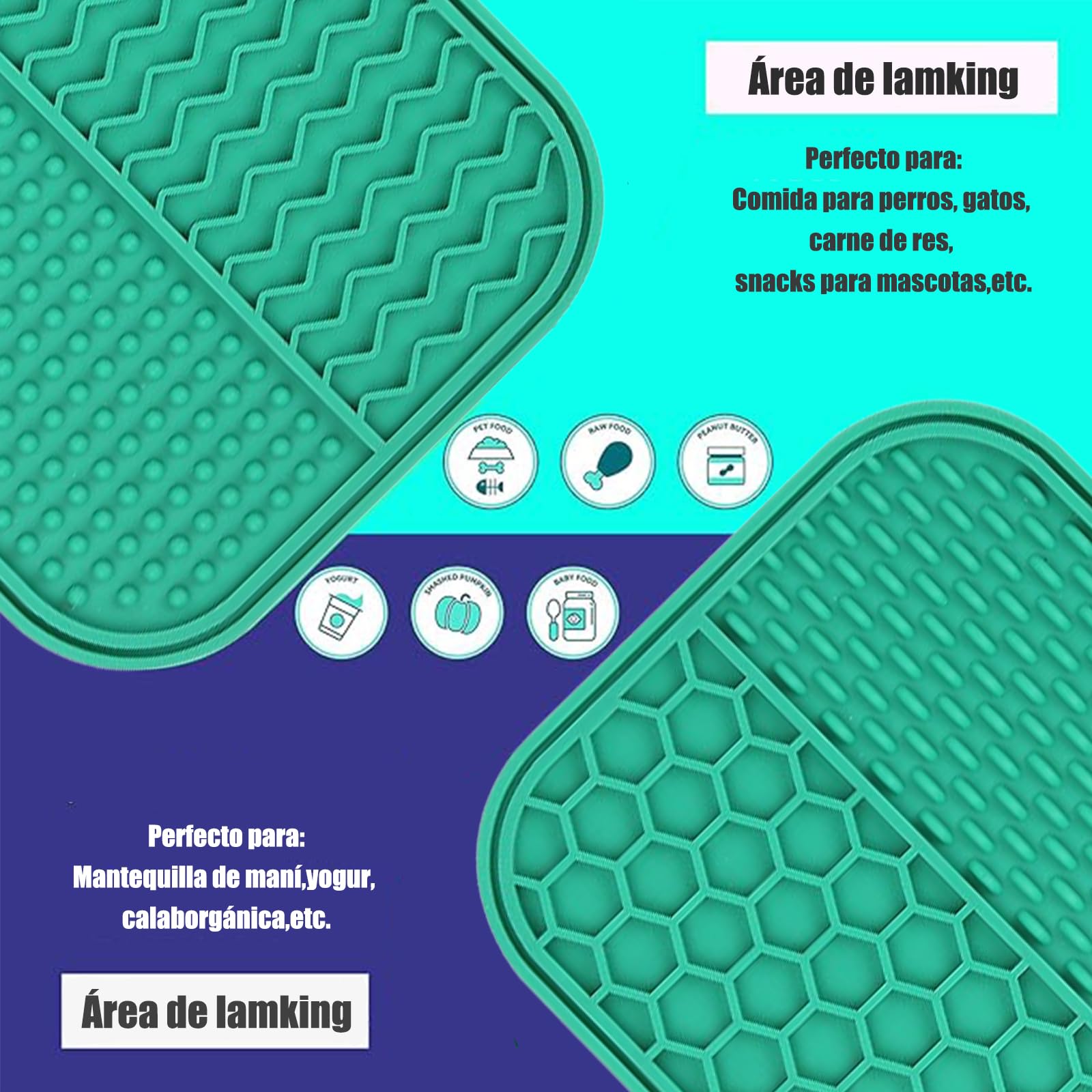 Alfombrilla para Lamer Perros Talkcute con Ventosa Verde Comedero Lento 4 en 1 para Mascotas