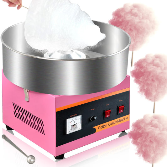 Máquina comercial de algodón de caramelo, máquina de algodón de 110 V 1000 W, máquina de hacer hilo de caramelo, hacer malvaviscos, con tazón de acero inoxidable, cuchara de azúcar, revestimiento
