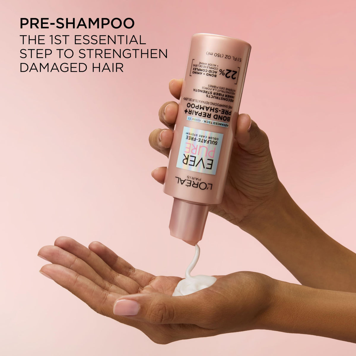 L'Oreal Paris EverPure Tratamiento prechampú sin sulfato Bond Repair, reparación del cabello para cabello teñido, decolorado o dañado, 5.1 onzas líquidas