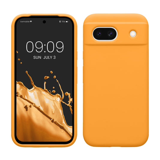 kwmobile Carcasa Compatible con Google Pixel 8a Funda - Case TPU y Silicona antigolpes - Apto Carga inalámbrica - Naranja afrutado