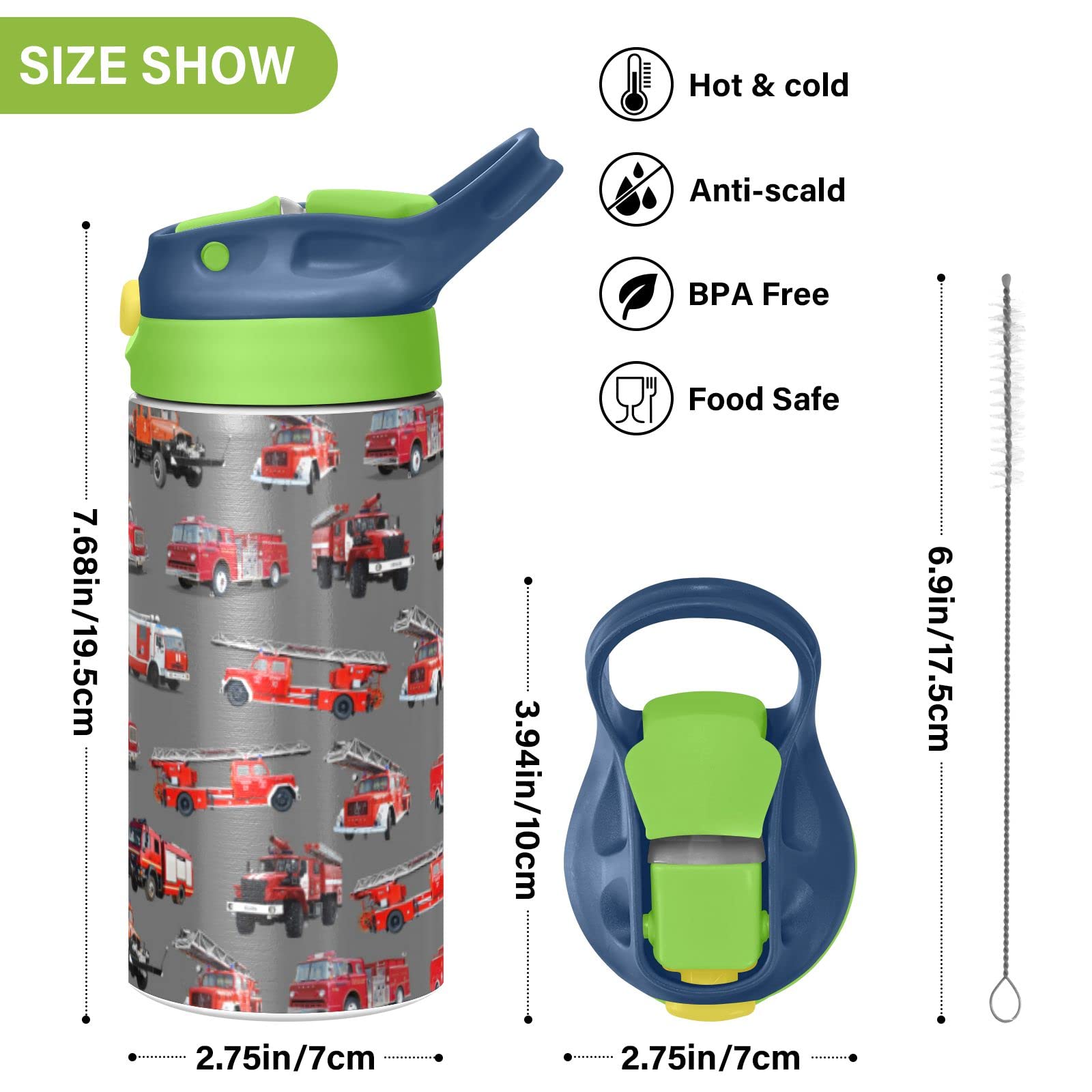 Botella de agua de acero inoxidable para niños, botella de agua aislada al aspiradora de acero inoxidable de 12 onzas para niños y niños, botellas aisladas al aspiradora de doble pared (coche de