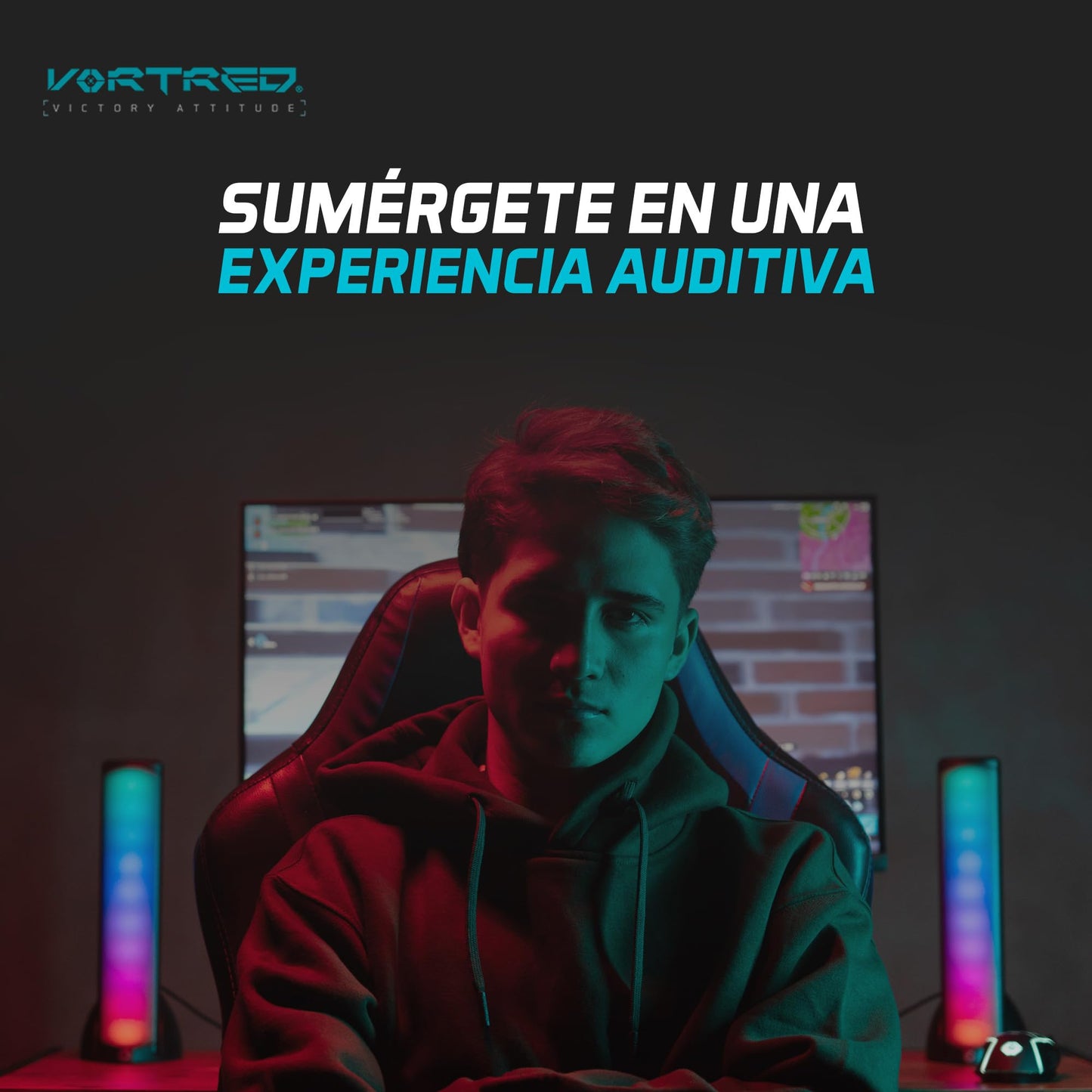 PERFECTCHOICE VORTRED Bocinas Inalámbricas Gamer con Luz RGB - Sonido HQ Transmisión BT Aura