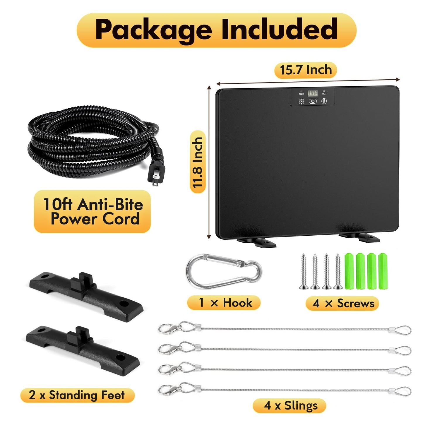 Calentador inteligente de gallinero, calentador de pollo de 200 W con regulador de temperatura y temporizador, calentador de pollo de panel plano de calor radiante para pollos de invierno, aves de