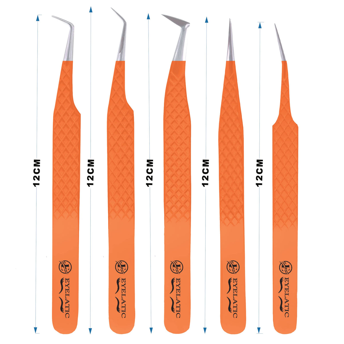 Juego de pinzas de volumen de pestañas postizas profesionales para extensiones de pestañas, color naranja