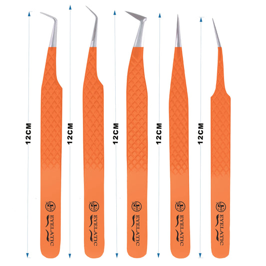 Juego de pinzas de volumen de pestañas postizas profesionales para extensiones de pestañas, color naranja