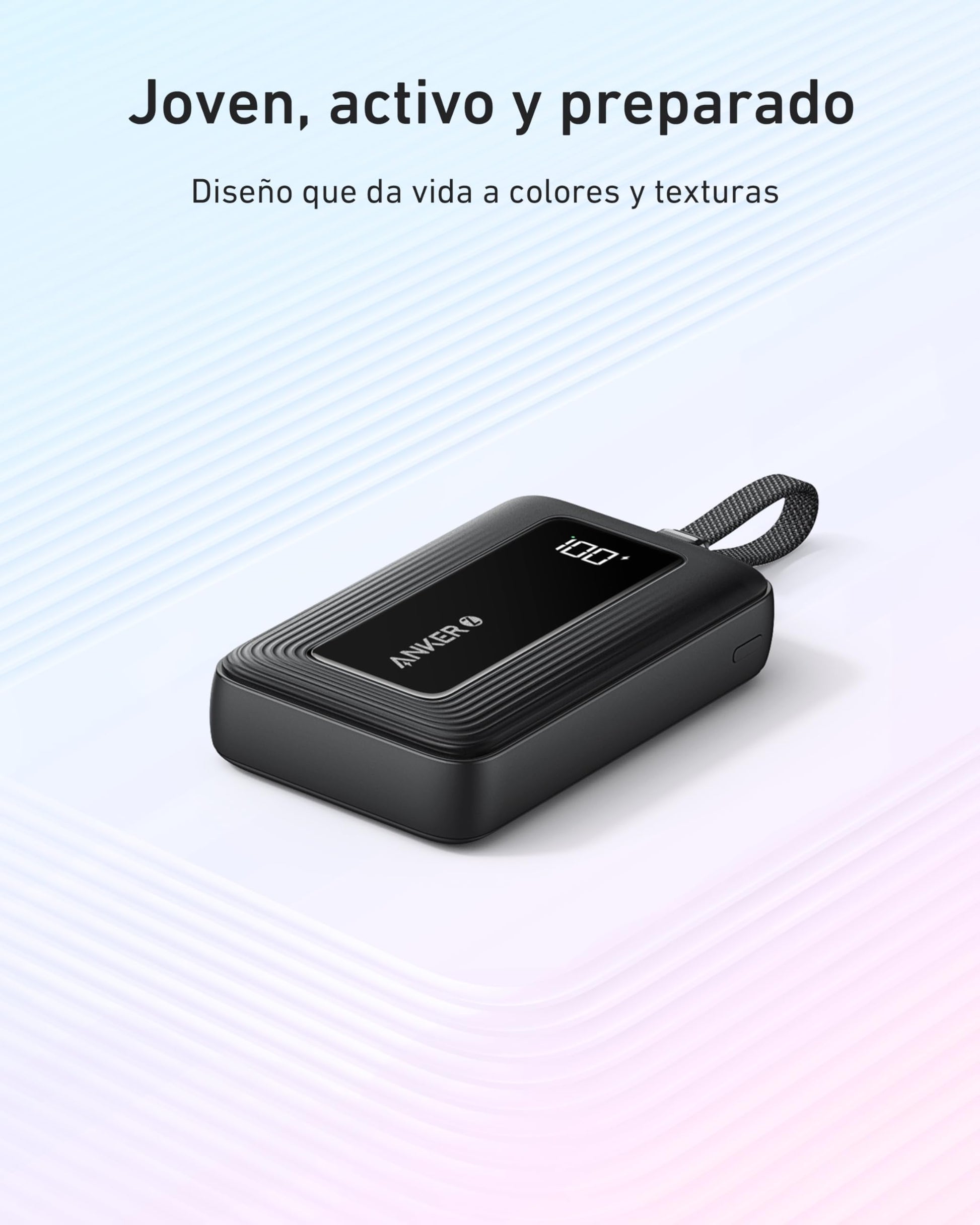 Power Bank Anker Zolo 10,000 mAh 30W con Cable USB C Integrado para iPhone, MacBook, Galaxy e iPad
