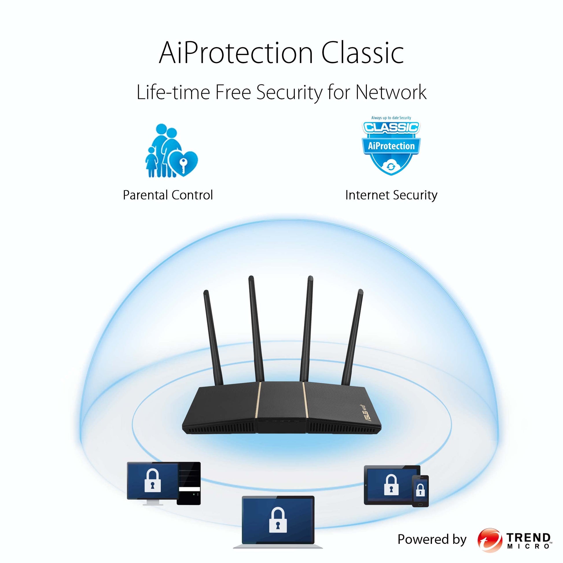 ASUS WiFi 6 Router (RT-AX57) - Dual Band AX3000 WiFi Router, Gaming & Streaming, AiMesh Compatible, Included Lifetime Internet Security, Parental Control, MU-MIMO, OFDMA