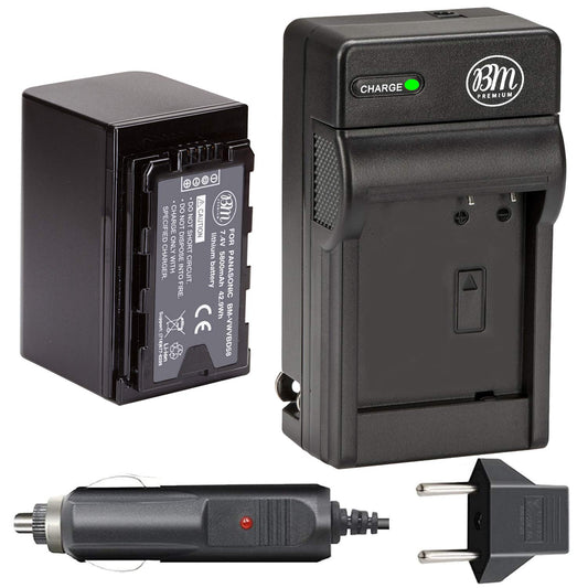 BM Premium VW-VBD58 - Batería y cargador para Panasonic AG-VBR59, BGH1, HC-X1, HC-X1500, HC-X2000, AG-CX10, AG-CX350, AG-UX180, AG-AC30, AG-UX90, AG-DVX200, HC-MDH3E, JJJ700, AJ-PX230 videocámaras