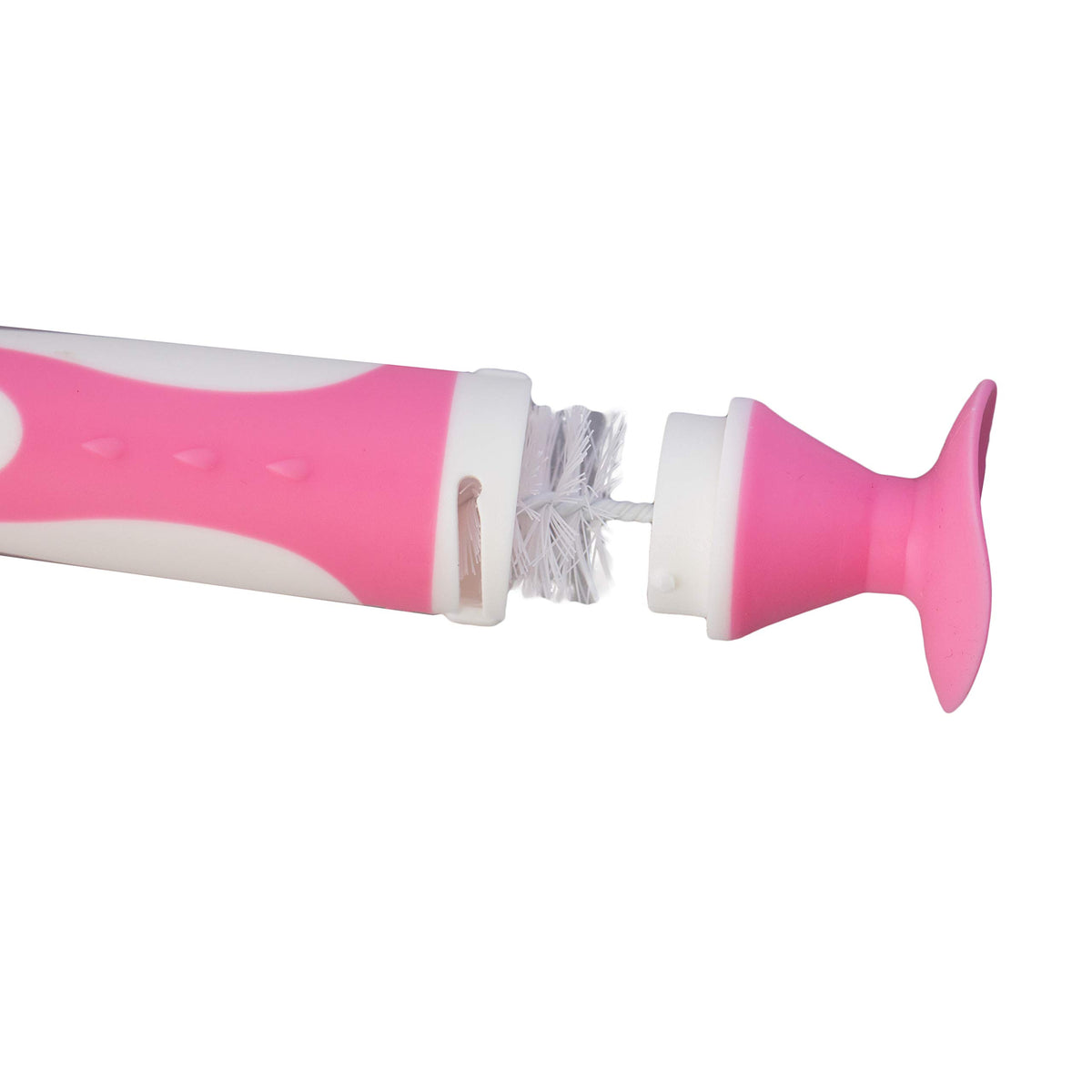 PAPU BABY Cepillo para Biberón/Botella de Silicón 100% grado alimenticio. Escobillón para Biberones. (Rosa)