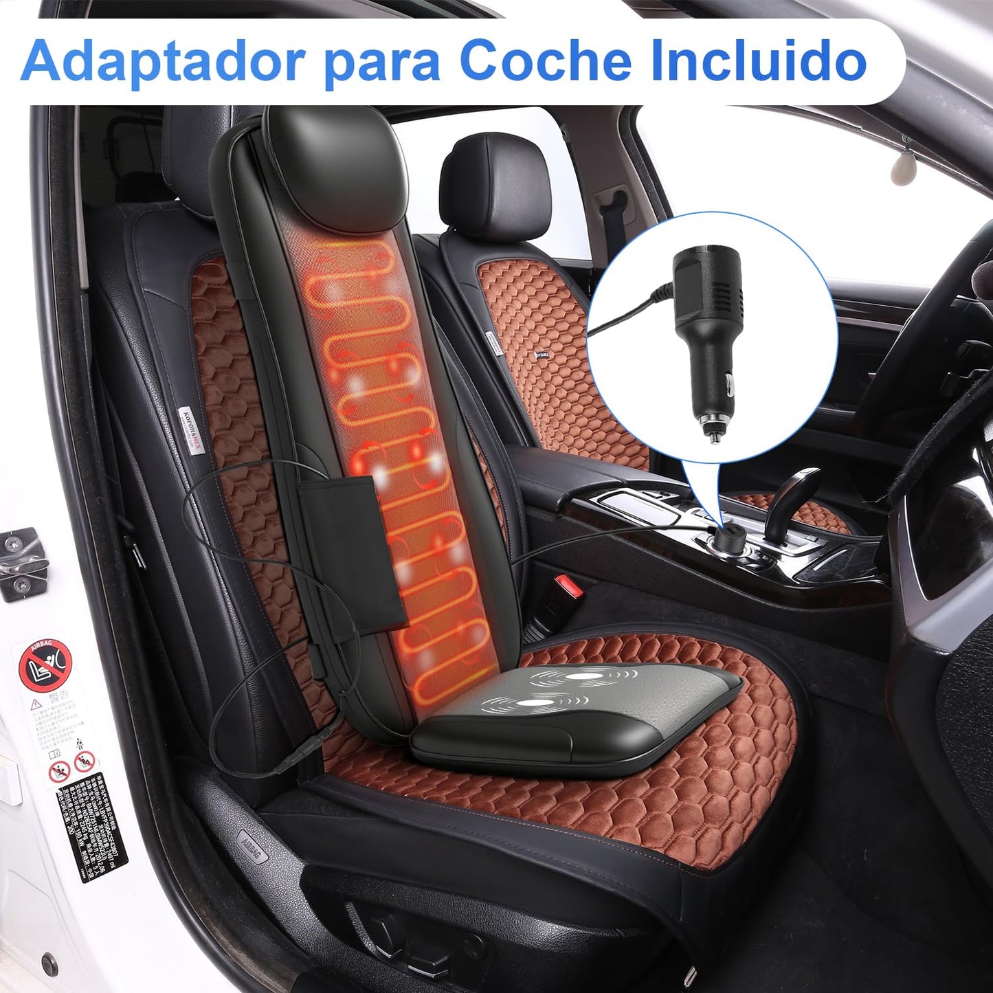 Shiatsu Cojín Muja Masajeador de Espalda y Cuello con Calor, Tapete Masajeador Cuerpo Completo con Ajuste de Altura, Masaje de Amasamiento, Acupresión o Rodamiento, Elimina la Fatiga y Alivia el Dolor
