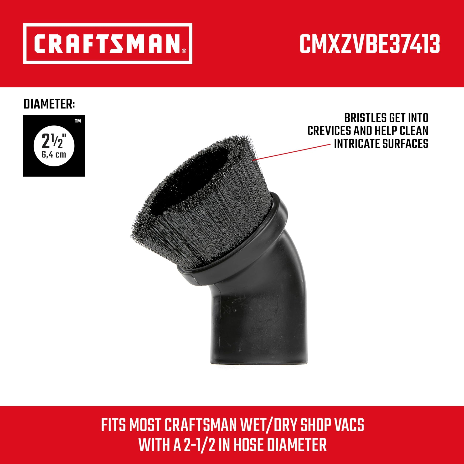 CRAFTSMAN CMXZVBE37413 2-1/2 Pulgadas. Cepillo para Polvo de Polvo para aspiradora húmeda/Seca para aspiradoras de Tienda