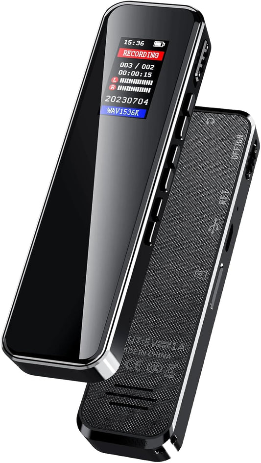 Gurkitsy Grabadora de Voz, Grabadora activada por Voz, Recargable Portátil con Memoria Interna de 8GB, Reproductor de MP3 con Función Altavoz, de Digital Inteligente para Reuniones