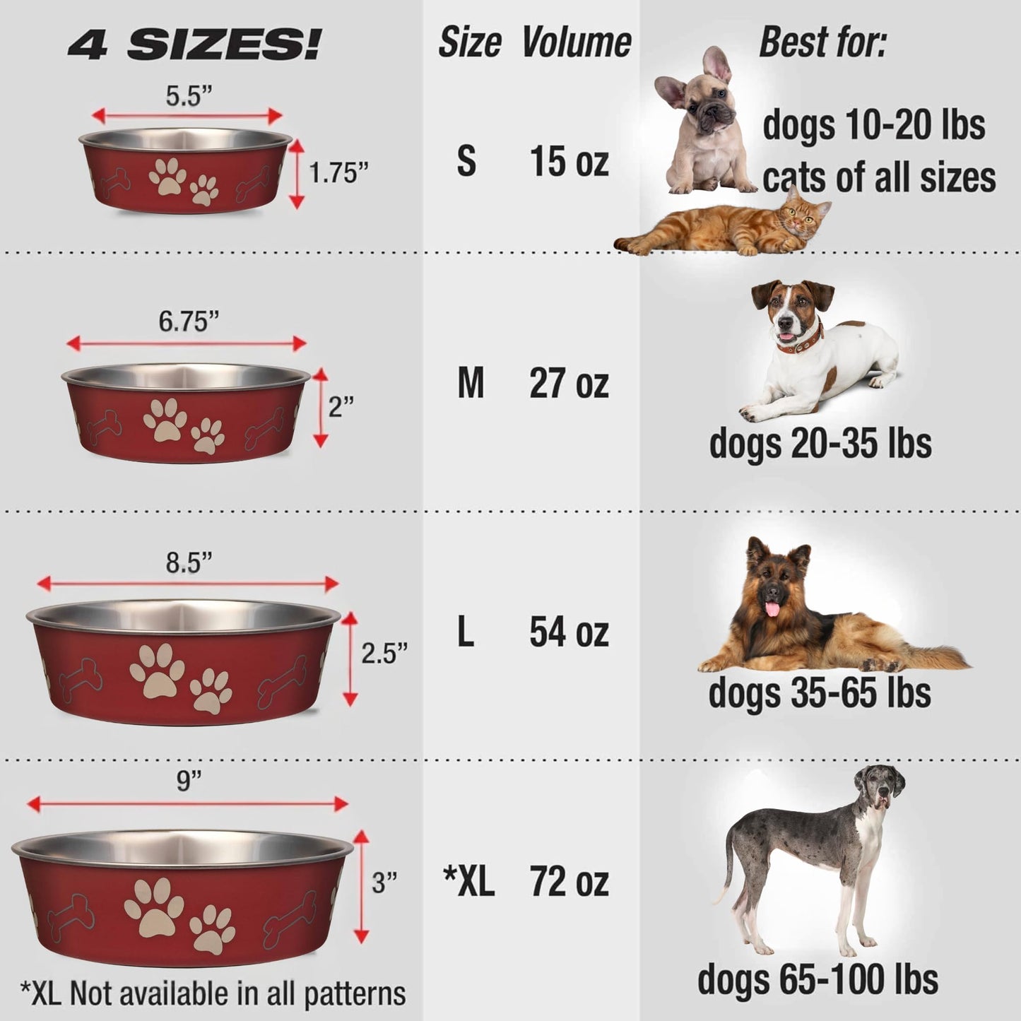 Loving Pets Bella Bowl Dog Bowl, Large, 1.5 Litre, Merlot