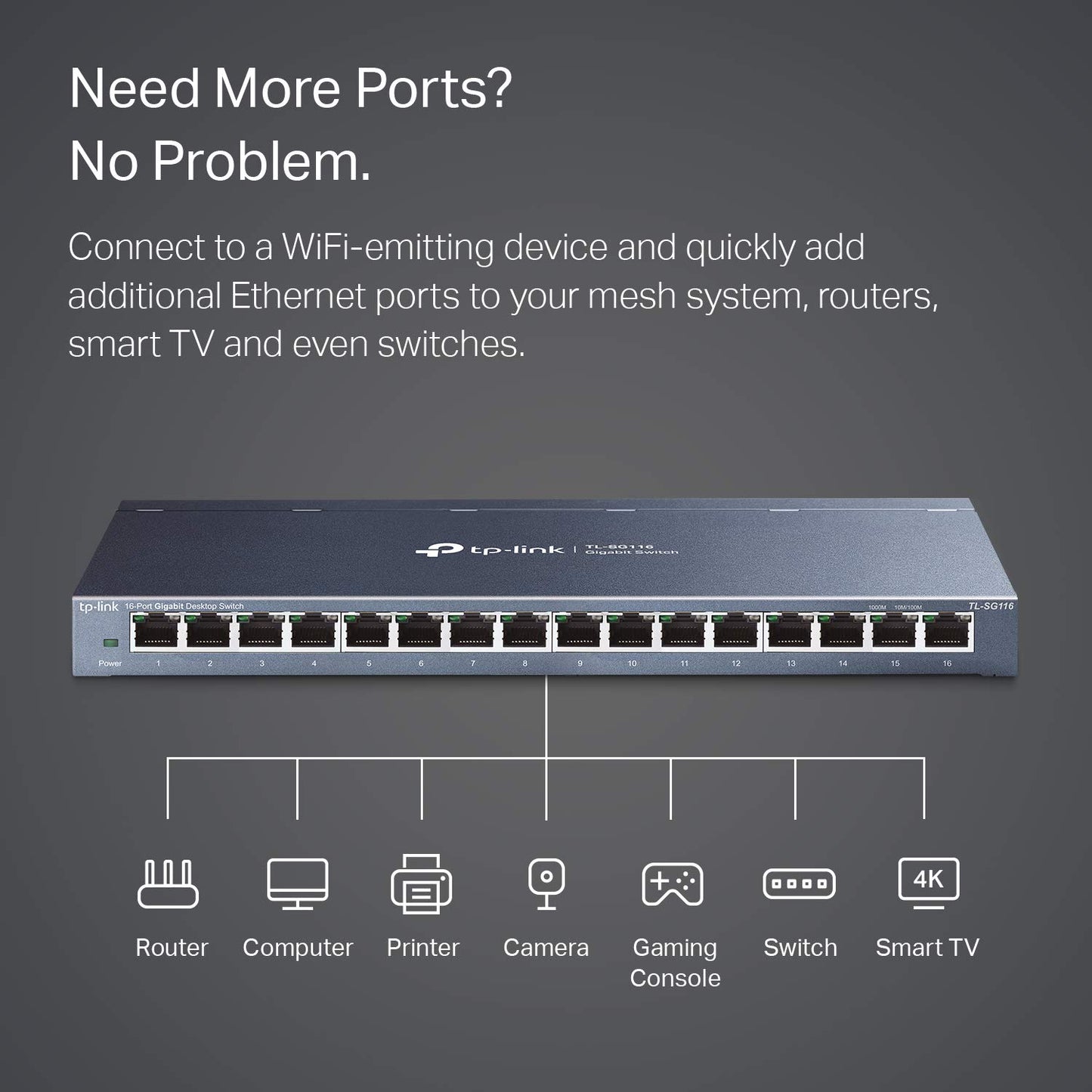 TP-Link TL-SG116 Switch de Escritorio, Gigabit de 16 Puertos