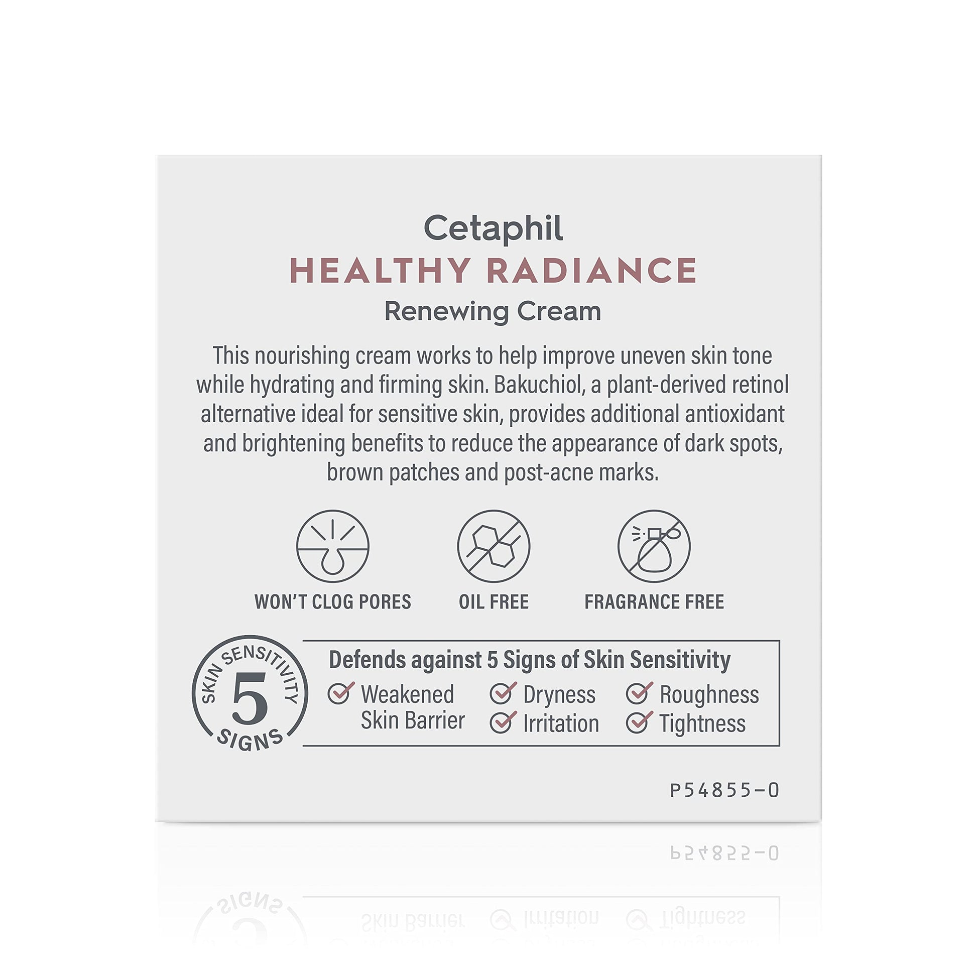 Crema facial de Cetaphil, crema renovadora de brillo saludable, reduce el aspecto de los puntos oscuros, loción iluminadora, diseñada para pieles sensibles, hipoalergénica, sin fragancia, 1.7 onzas