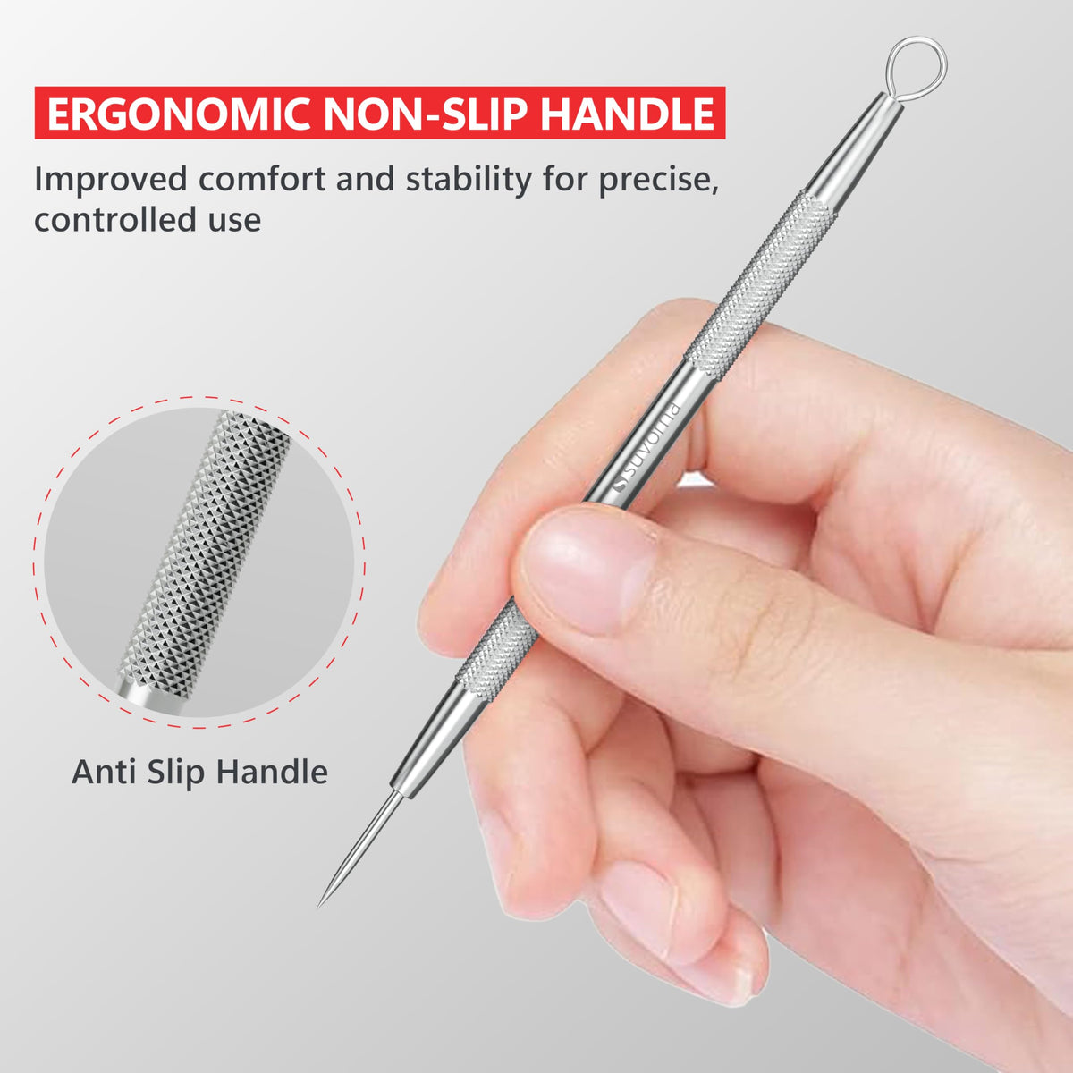 Herramienta para eliminar milia Suvorna Skinpal, removedor de granos, extractor para granos, puntos negros, puntos blancos, comedones, acné, espinillas, imperfecciones, quistes y manchas.