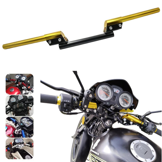 Manubrio Universal para Moto Barra de Equilibrio Manillar Deportivo Ajustable Motocicleta Resistente a la Corrosión Inoxidable 3pzs (Dorado)