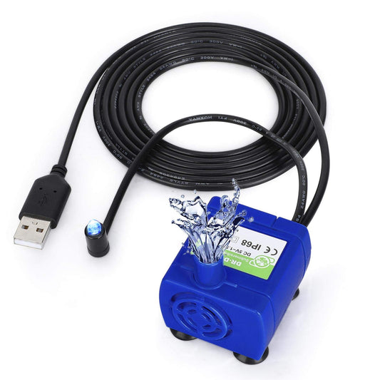 Jeanoko Bomba De Fuente De Agua Para Mascotas, Bomba de fuente de agua para gatos Bomba de agua sumergible para fuente para mascotas con bomba de cable de alimentación LED USB de 5.9 pies Fuente