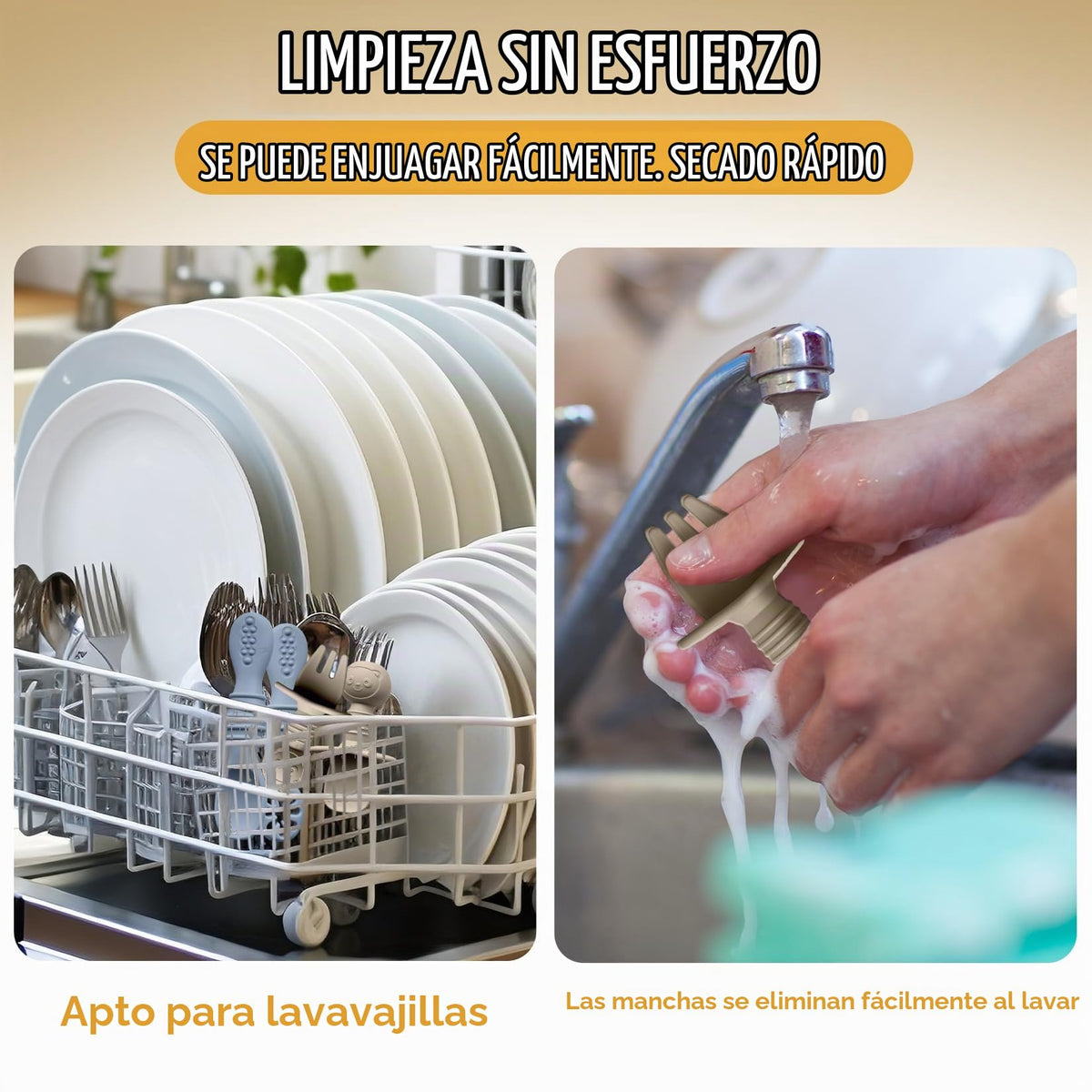 HippoBaby - Cucharas de silicona para bebé, 4 piezas, utensilios autoalimentables para bebé, 6-12 meses, 3 cucharas para bebé, 1 tenedor para bebé, juego de cubiertos para niños pequeños, sin BPA