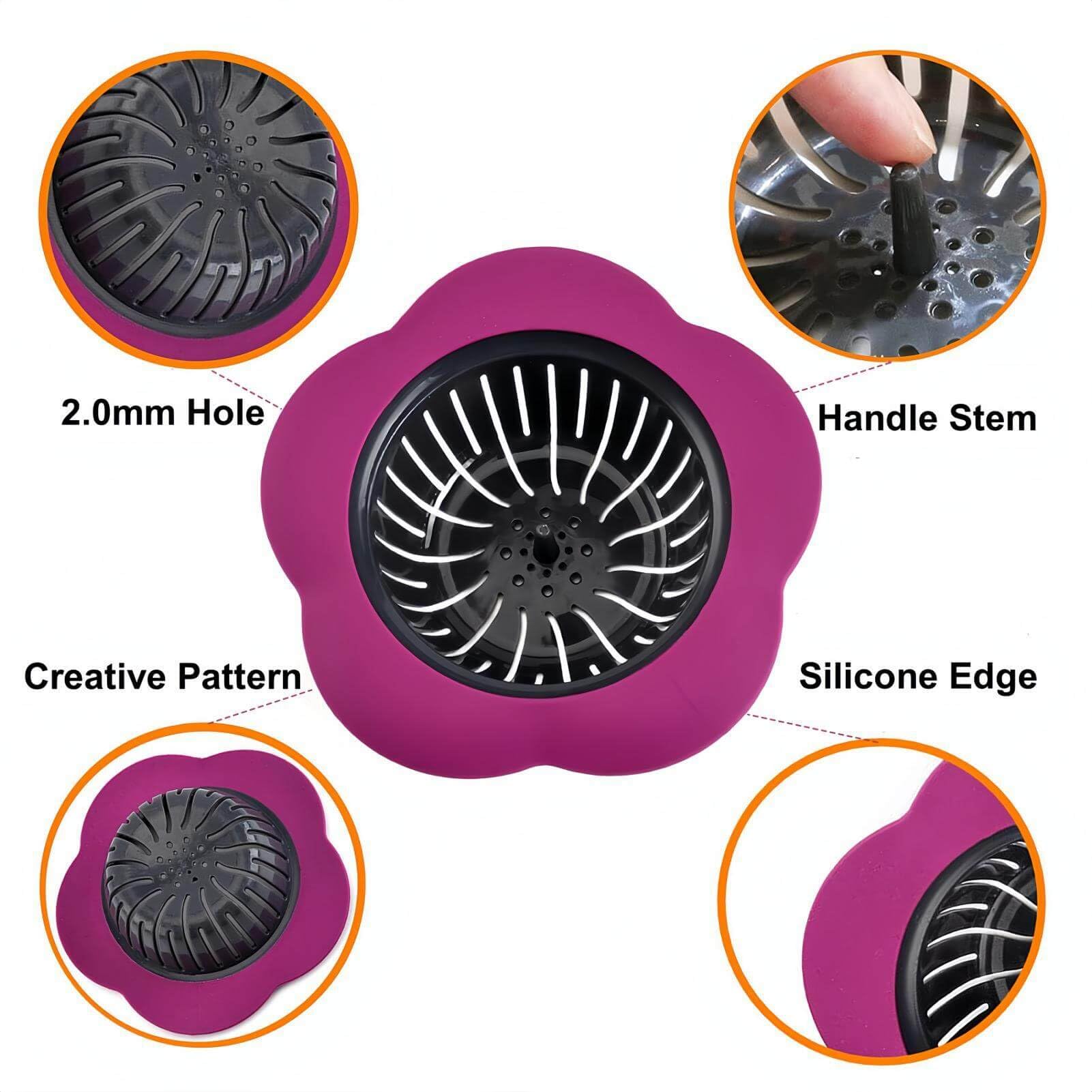 JIANYI - Colador de fregadero de cocina, 4 coladores de fregadero de silicona, borde ancho grande de 4.5 pulgadas de diámetro para fregadero de cocina, multicolor