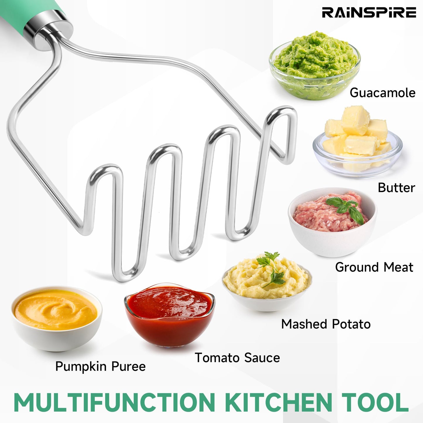 Triturador de Patatas Rainspire Acero Inoxidable Mango Antideslizante