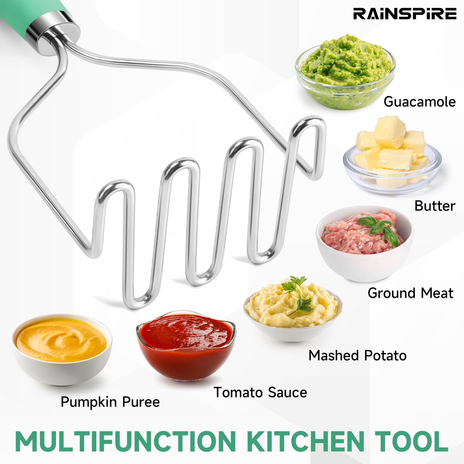 Triturador de Patatas Rainspire Acero Inoxidable Mango Antideslizante