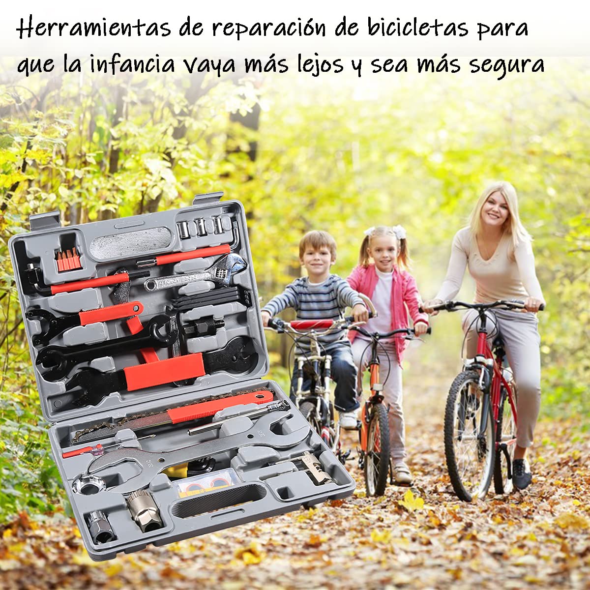 Kit de Herramientas AbaqKalza Negro 44 Piezas para Mantenimiento de Bicicleta de Montaña BMX
