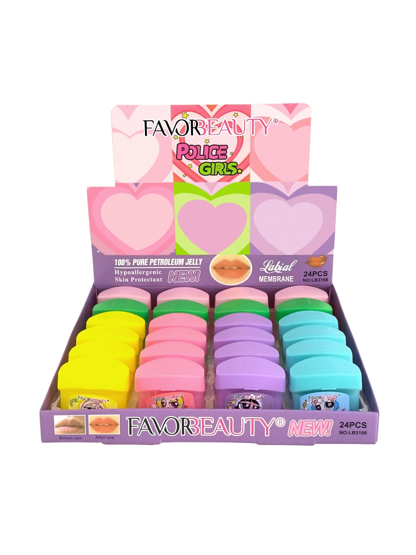 Bálsamo Hidratante de Labios, Forma de Vaselina 24pcs - Humecta, Repara e Hidrata los Labios, Dejando un Brillo y un Delicioso Aroma Frutal, Ideal Para Labios Secos.