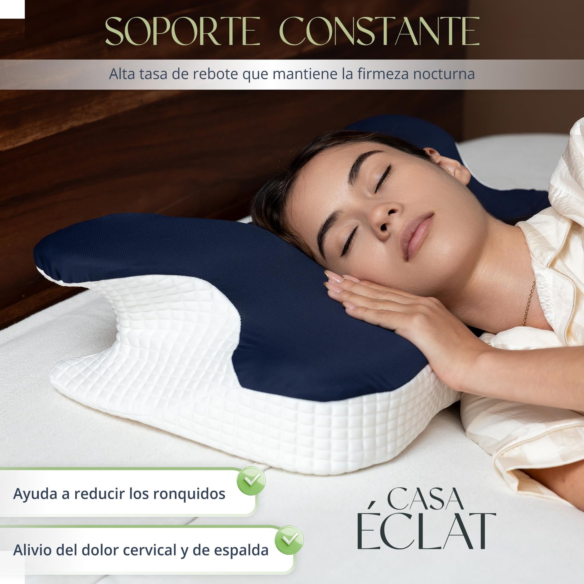 CASA ÉCLAT Almohada Cervical Ortopedica de Memory Foam Almohadas Cervicales Ortopédicas para Dormir Soporte Ergonómico Hipoalergenica