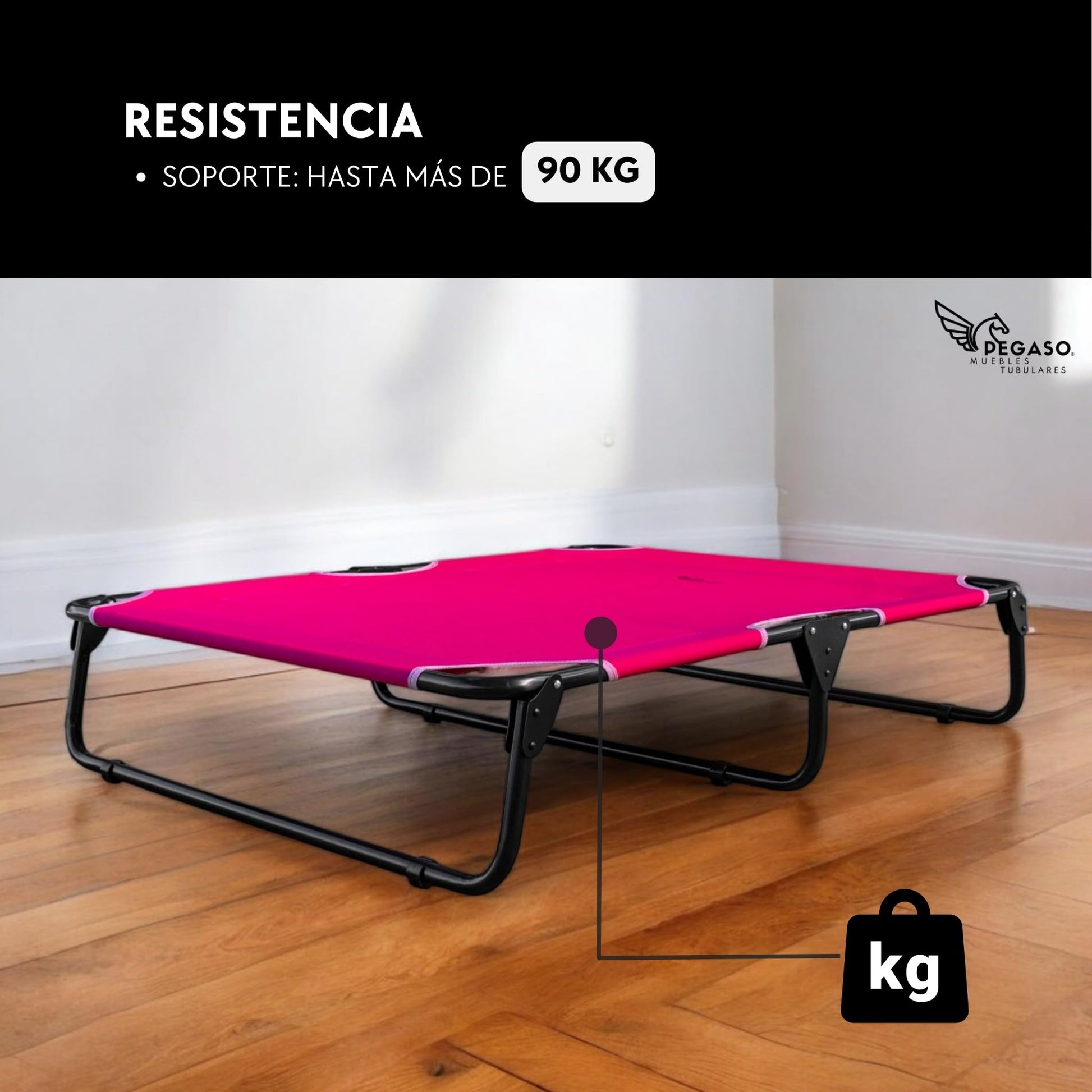Cama Elevada PEGASO Rosa Transpirable y Lavable Extra Grande para Perro