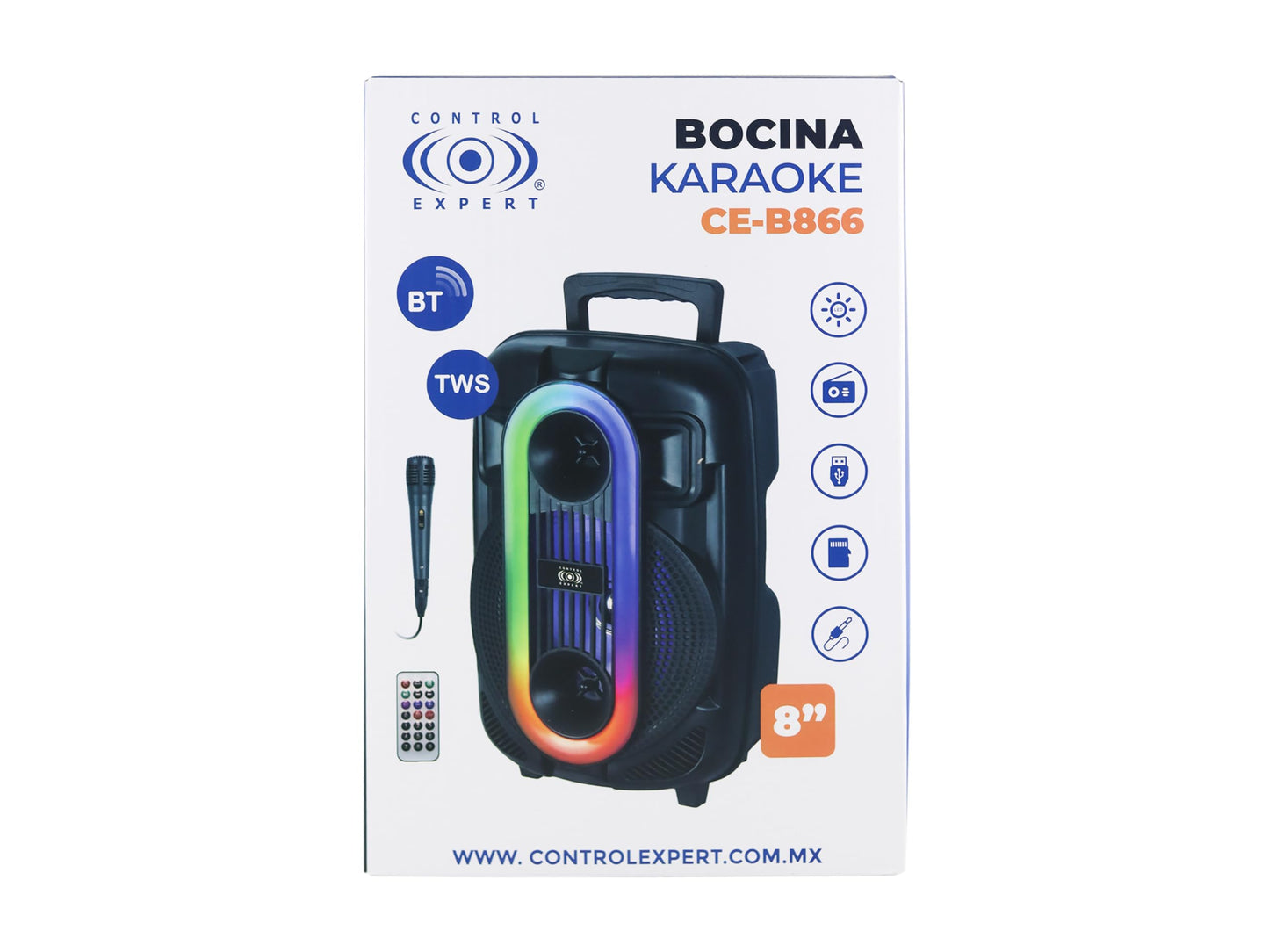 CONTROL EXPERT Bocina Amplificada 8 Pulgadas TWS Bluetooth Radio FM 20w