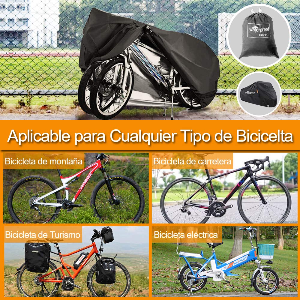 Dasking Funda para Bicicleta Moto Impermeable al Aire Libre Cubierta Resistencia al Agua Protección contra Polvo Viento UV Sol con Orificio de Bloqueo Antióxido Funda para Vehículos, Bicicleta de Montaña, Carrectera, Pista, Moto Deportivo