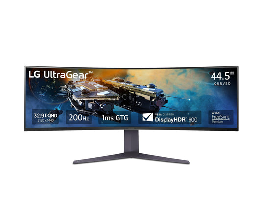 LG-Monitor Curvo para Juegos Ultragear 45GR65DC-B de 45 Pulgadas, 32:9, QHD, 200 Hz, 1 ms, Pantalla UltraWide, AMD FreeSync Premium Pro, VESA DisplayHDR 600, HDMI 2.1 x2, DP UB