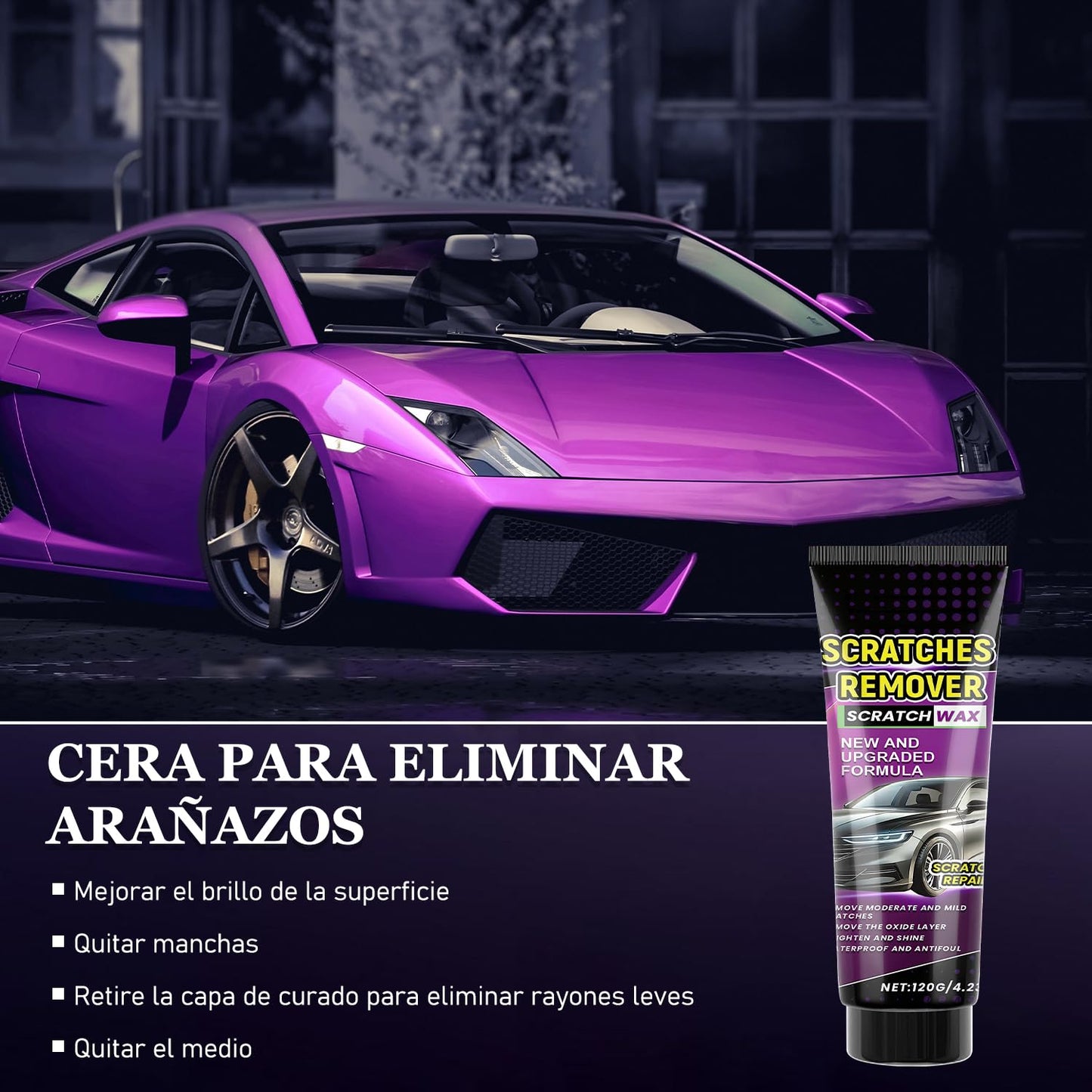Removedor de Rayones para Auto con Nanopaño y Cera para Pulir Vehículos Kit Reparador