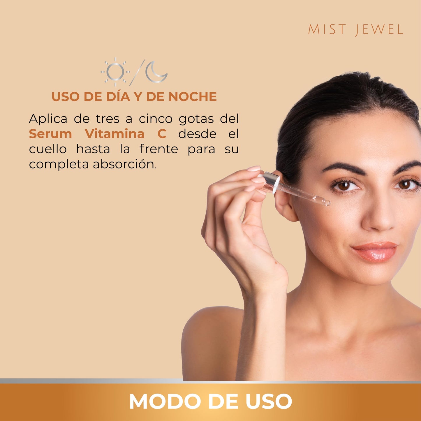 MIST JEWEL Suero vitamina C + Acido hialuronico + VIt E facial + Rosa mosqueta hidratante y protector piel | Serum con Efecto reparador y protector anti manchas cutis