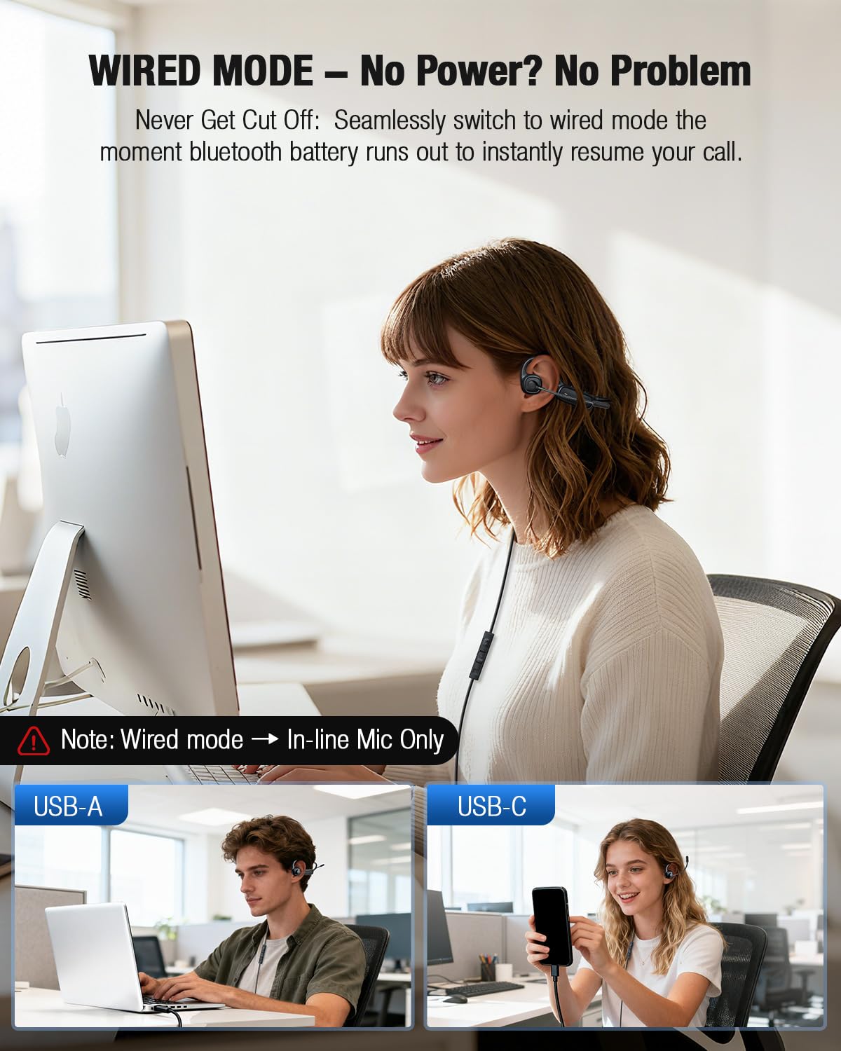 Auriculares Bluetooth QOEKUEY Negro Diseño Deportivo con Micrófono y Sonido Premium