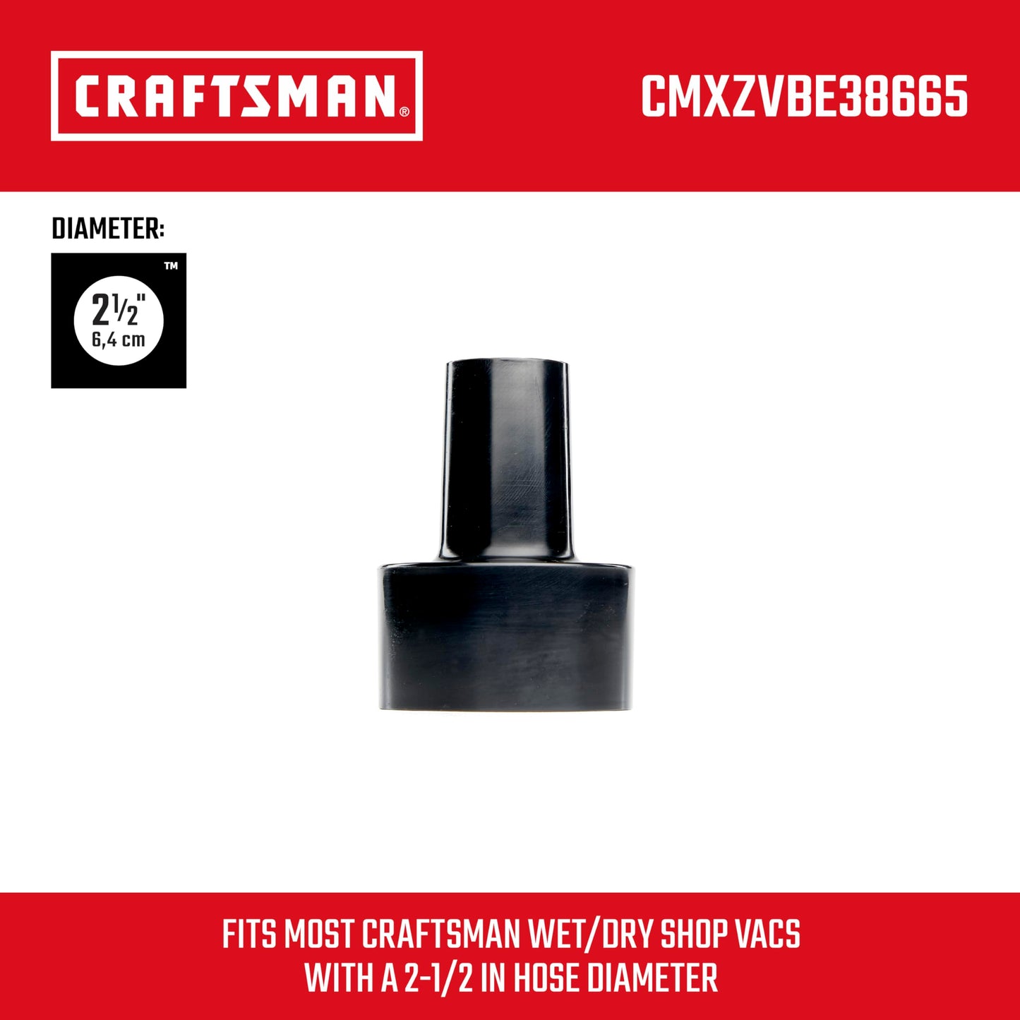 CRAFTSMAN CMXZVBE38665 2-1/2" a 1-1/4" Adaptador para mangueras y accesorios de aspiradora húmedo/seco