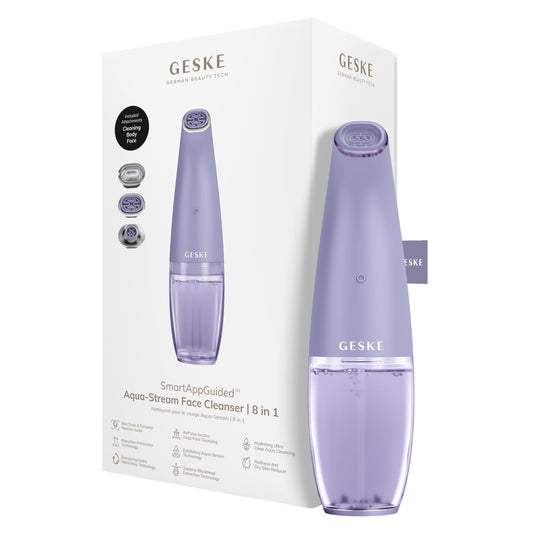Limpiador Facial GESKE Aqua-Stream Azul 8 en 1 para Extraer Puntos Negros y Prevenir Impurezas