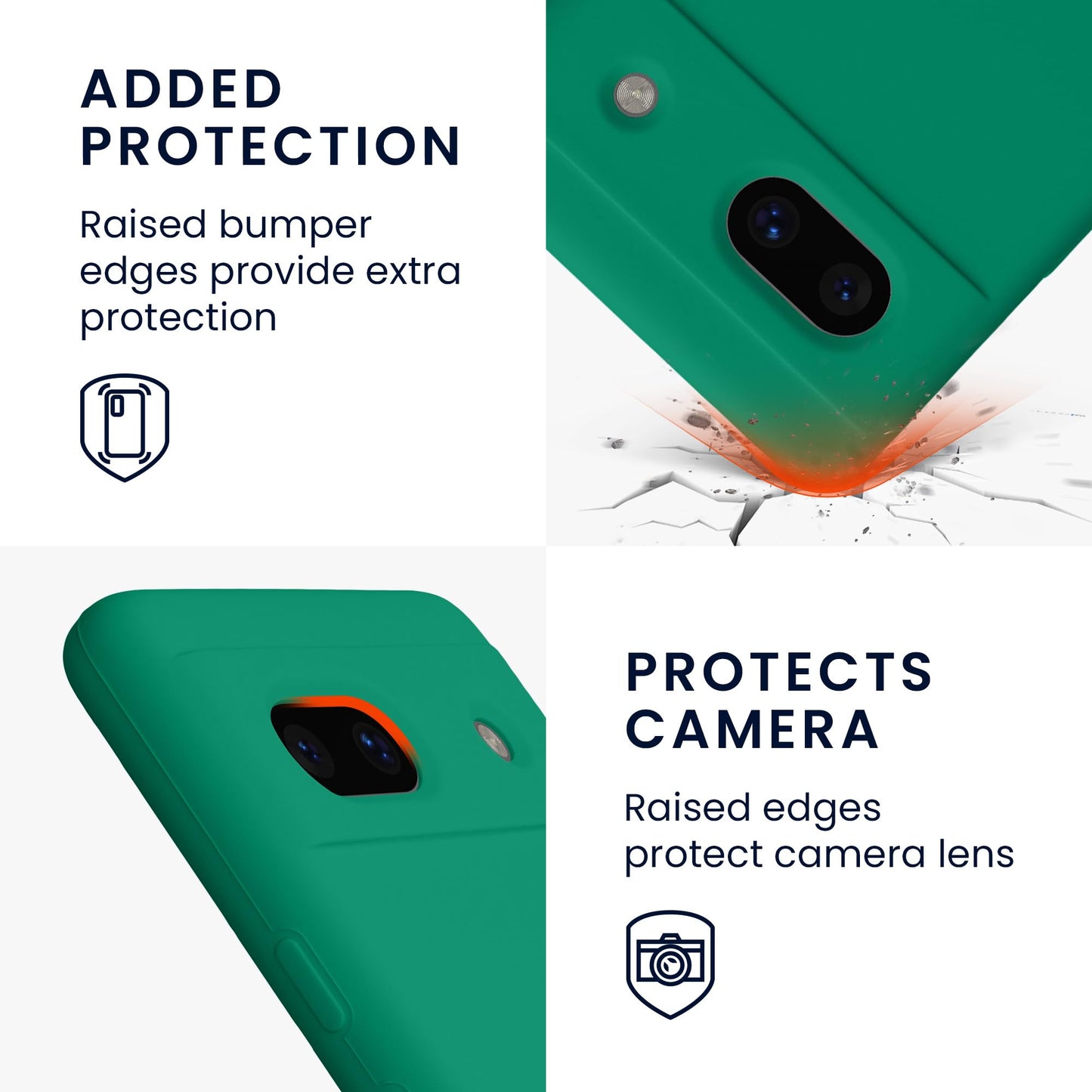 kwmobile Carcasa Compatible con Google Pixel 7a Funda - Case TPU y Silicona antigolpes - Apto Carga inalámbrica - Verde Esmeralda