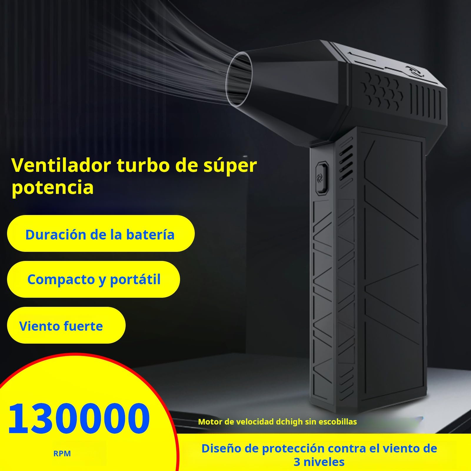 Jadeshay Mini Soplador Jet Dry, 130000 RPM de Potente Motor sin Escobillas, Soplador Turbo Jet Eléctrico Portátil Inalámbrico de Mano, Adecuado para la Limpieza de Automóviles, Teclados o Campamentos
