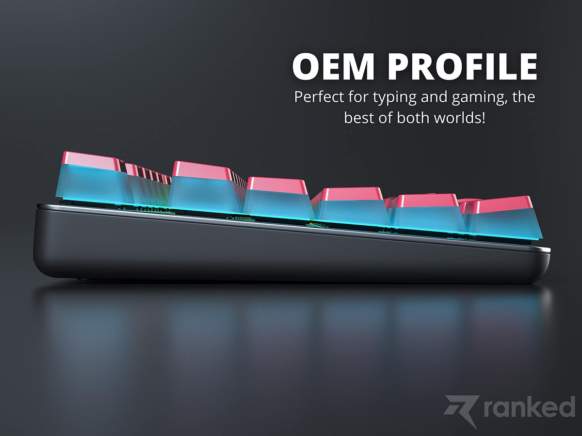 Teclas PBT Ranked Rojo Translúcidas Double Shot para Teclado Mecánico RGB Perfil OEM