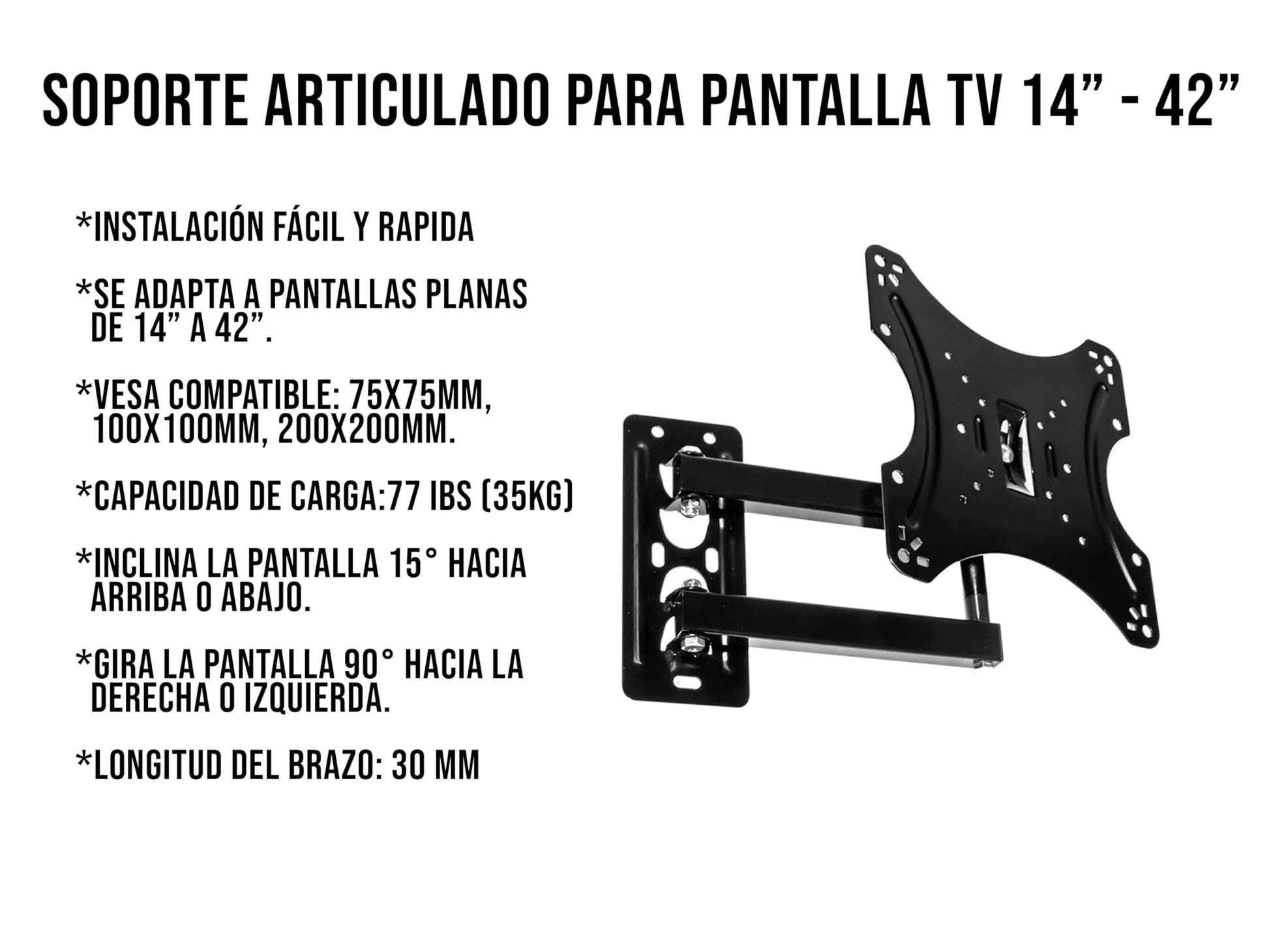 CONTROL EXPERT Soporte Fijo Pantallas Y Monitores Led LCD 14 A 43 Pulgadas