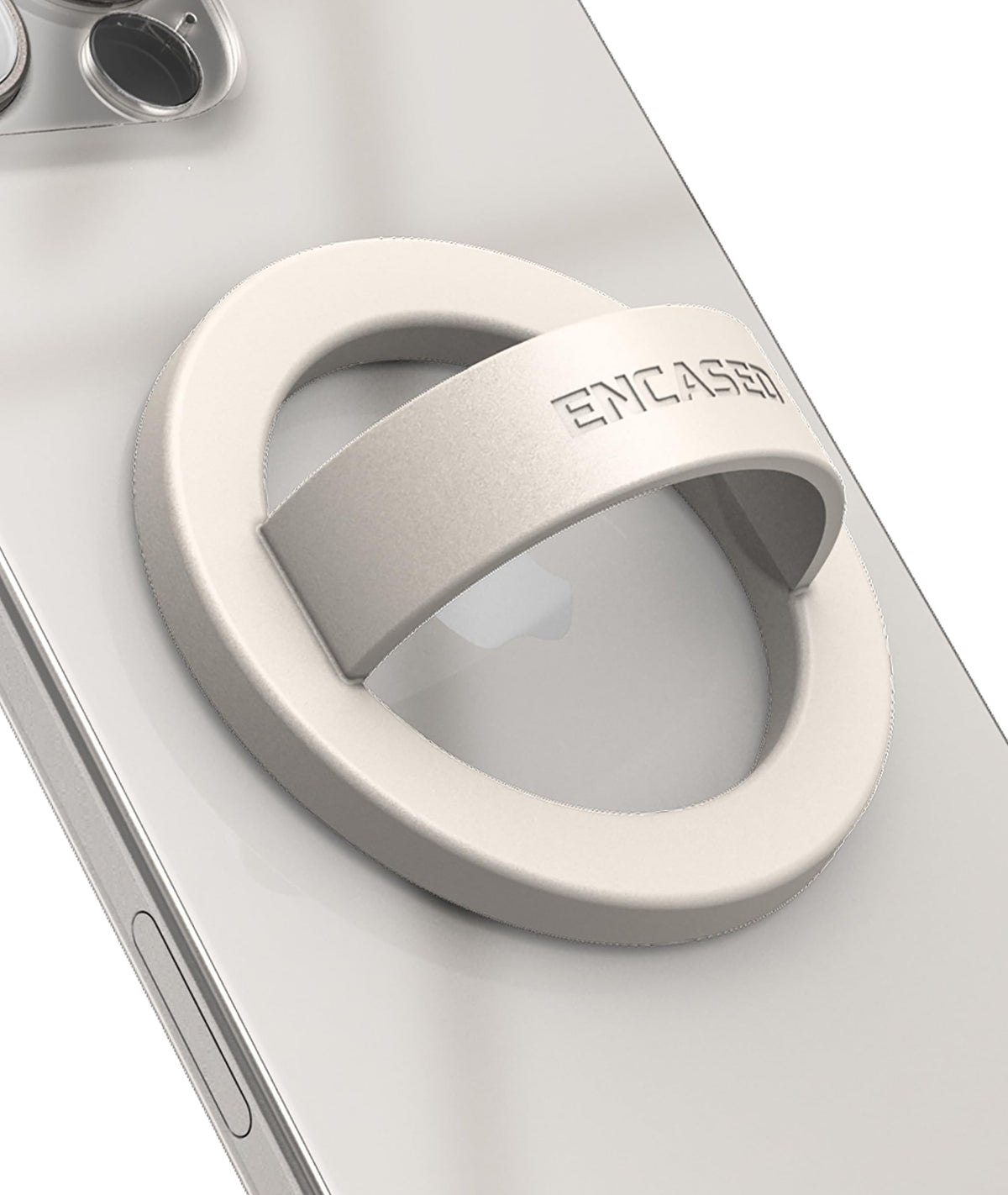 Soporte Magnético con Anillo de Silicona para Teléfono iPhone Marfil Diseño Delgado Compatible con MagSafe