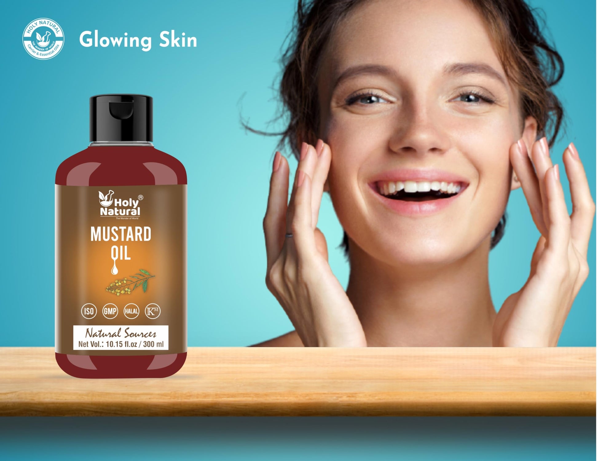 Holy Natural - The Wonder of World Aceite de mostaza orgánico certificado USDA (300 ml) - 100% puro y natural, prensado en frío, sin OMG, sin tratar y sin refinar