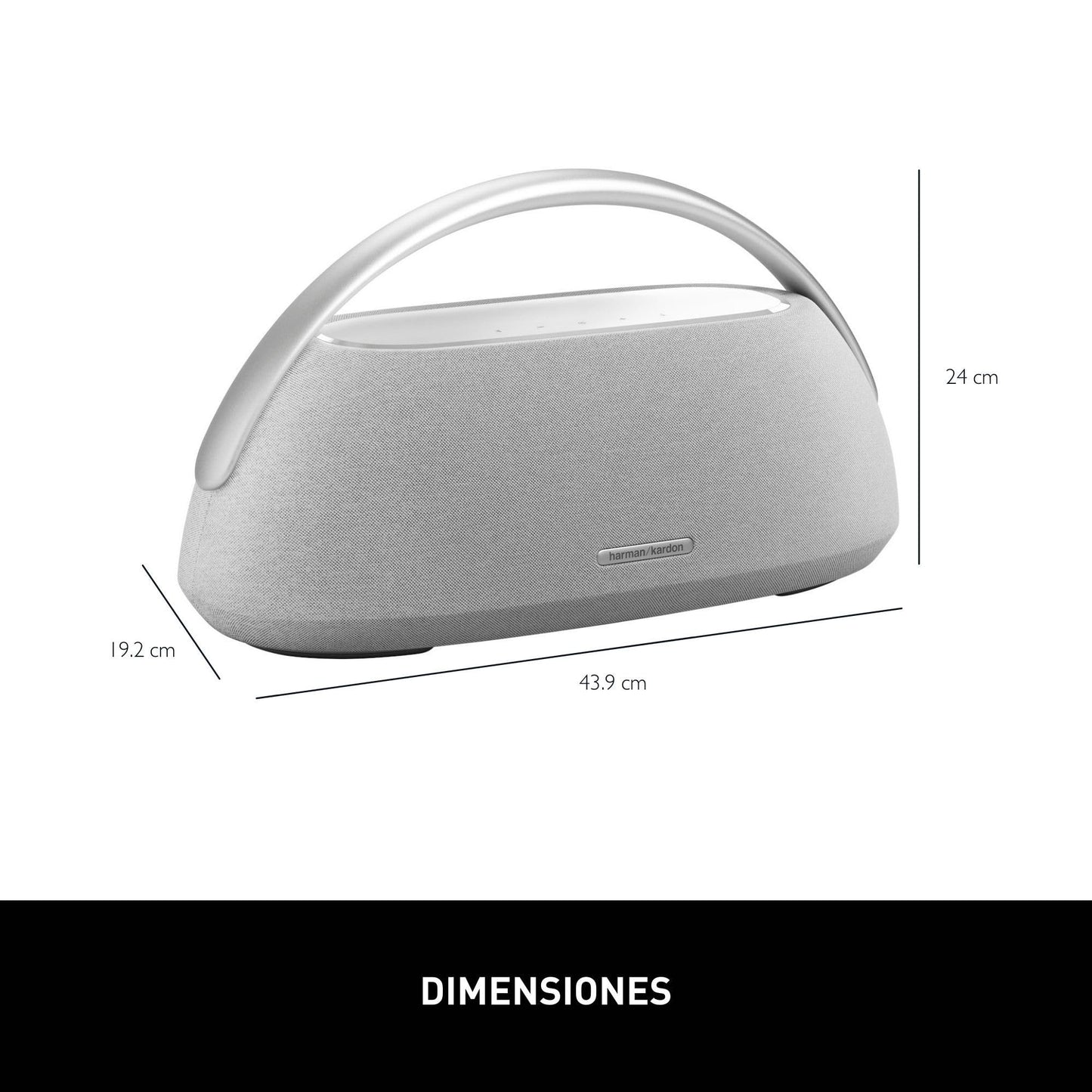 Harman Kardon Go + Play 3 Bocina Inalámbrica Bluetooth, 160W de Potencia, Reproducción 8 Horas, Micrófonos Duales - Gris