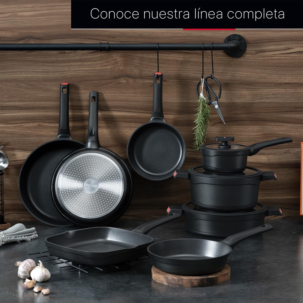 Sartén de Aluminio Cookify Negro con Revestimiento Antiadherente de Grill 28 cm