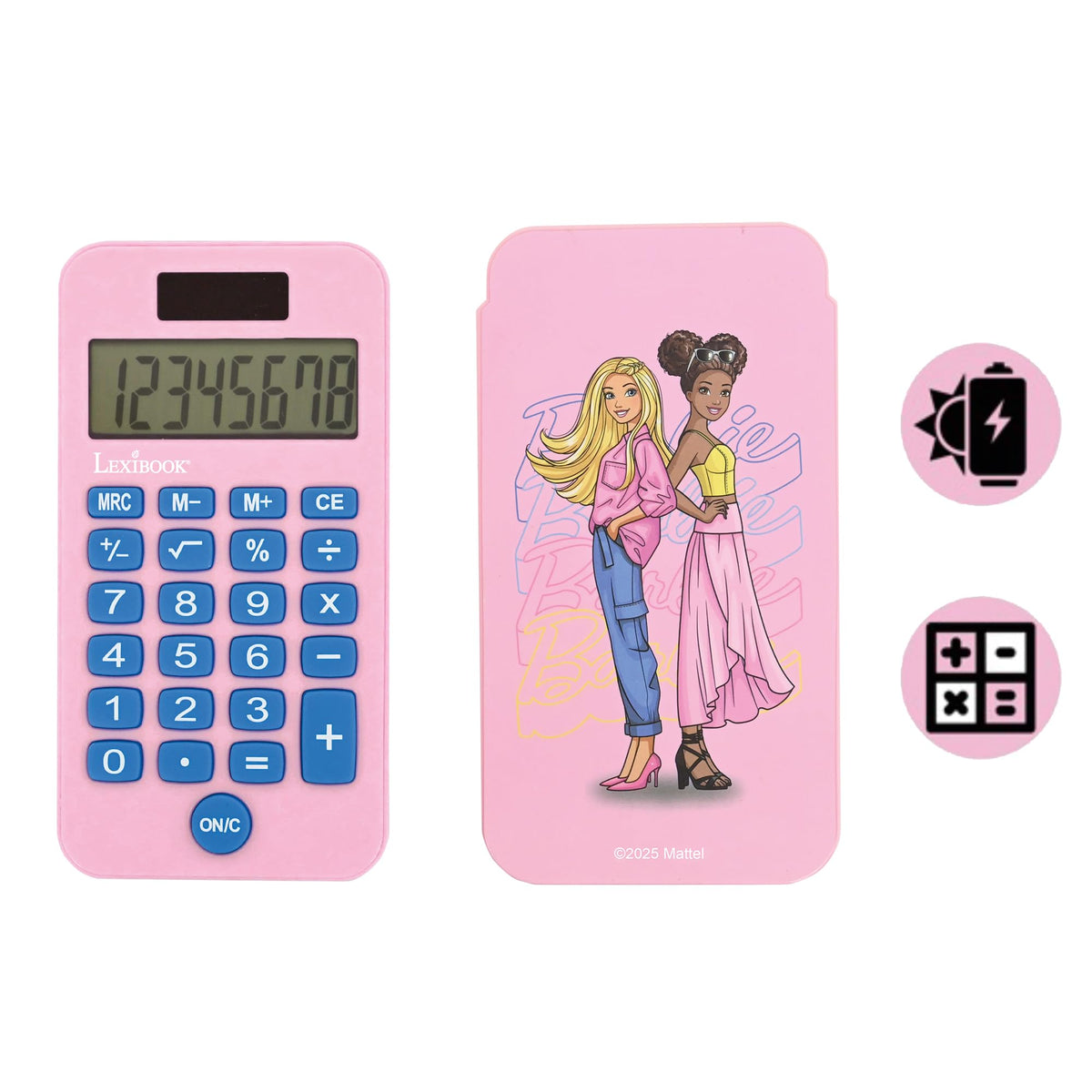 Calculadora de Bolsillo Lexibook Barbie Rosa con Cubierta de Protección y Funciones Avanzadas