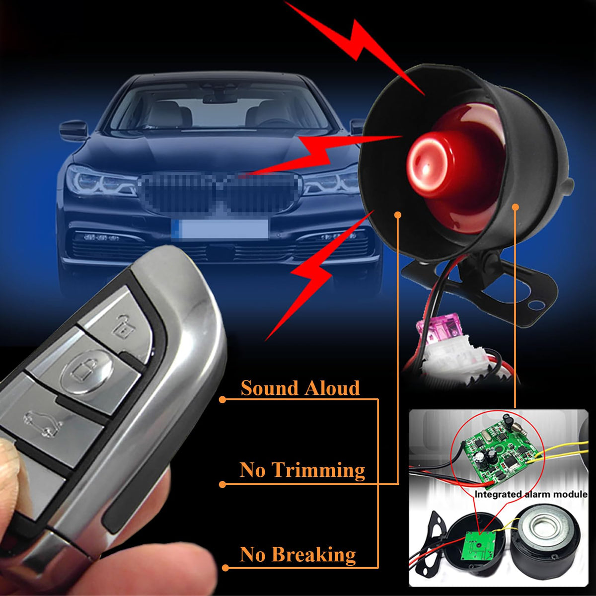 Alarma de Coche CHADWICK Negro con 2 Mandos a Distancia y Sensibilidad de 7 Niveles