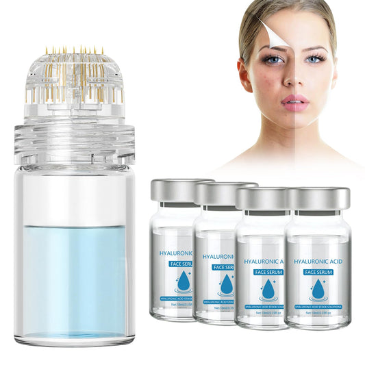 Sistema de microinfusión para labios, sistema micro para rostro, suero facial para piel suave y delicada para todo tipo de piel (1 herramienta de microsistema + 4 sueros faciales)